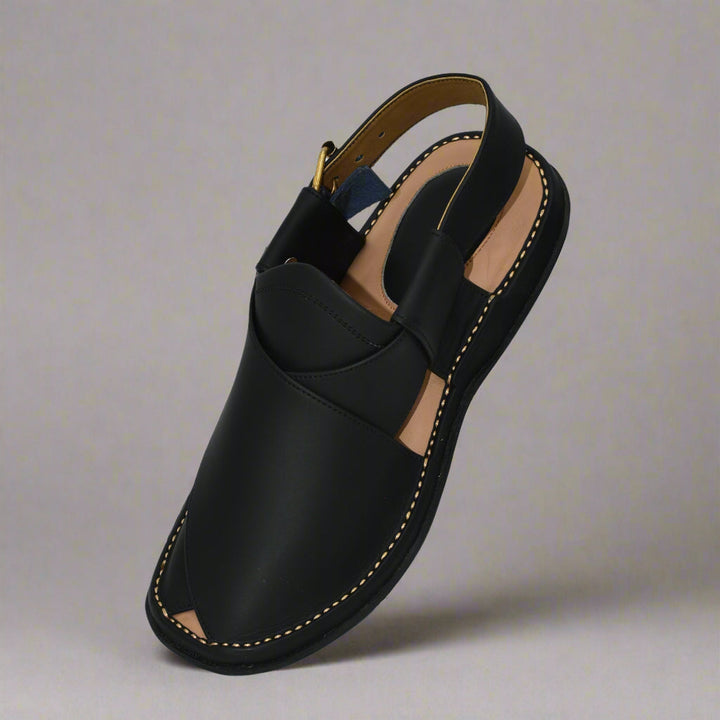 GoGo Black Leather Chappal
